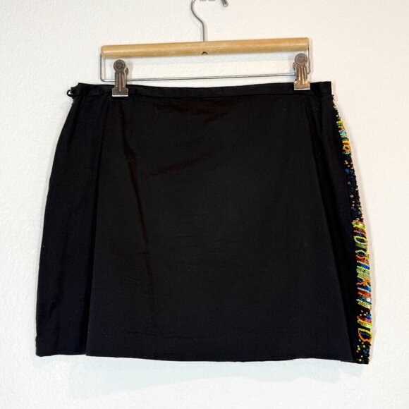 Beaded Mini Skirt Sequin Embellished Black Holiday Party Club Medium - Picture 3 of 10